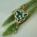 Elegant Hand Made 18k Gold Trillion Cushion Cut New Hampshire Found Green Fluorite and White Diamond Pendant