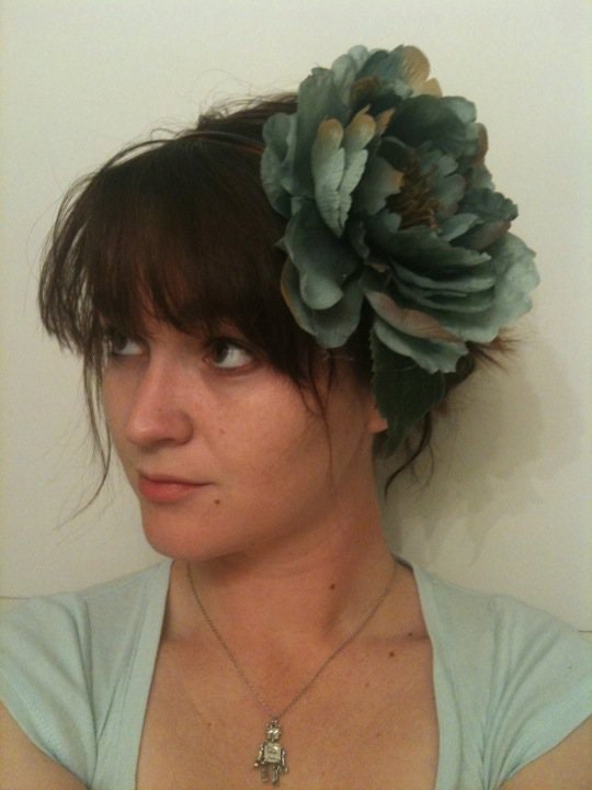 Large Blue Victorian Flower Headband