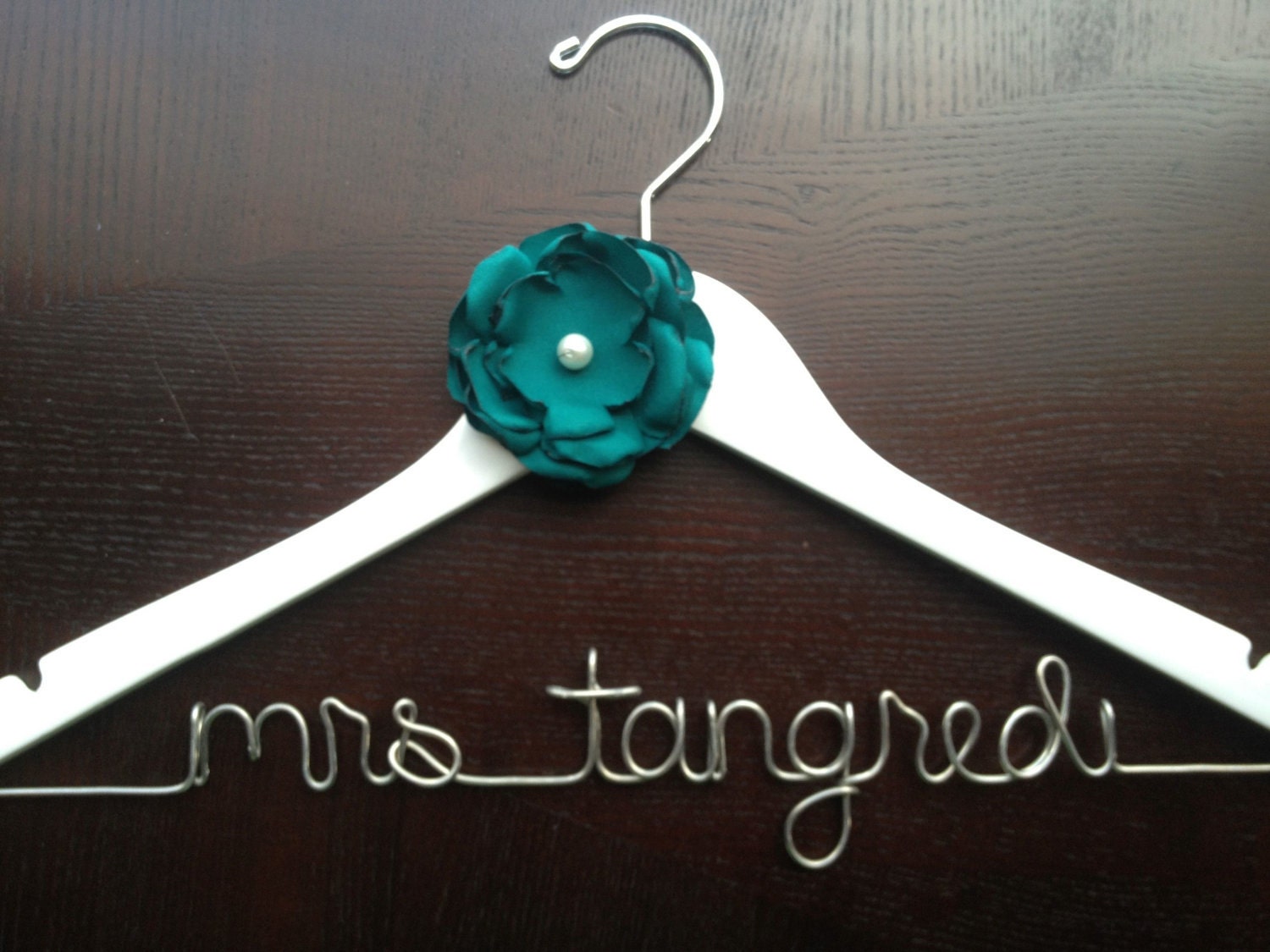 Hanger, Personalized Hanger, Teal Wedding