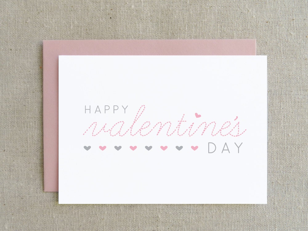 Happy Valentine's Day Card, Pink & Gray