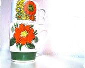 His and Hers Valentines Gift - Retro Mod Stackable-  Coffee mugs- Made in Japan