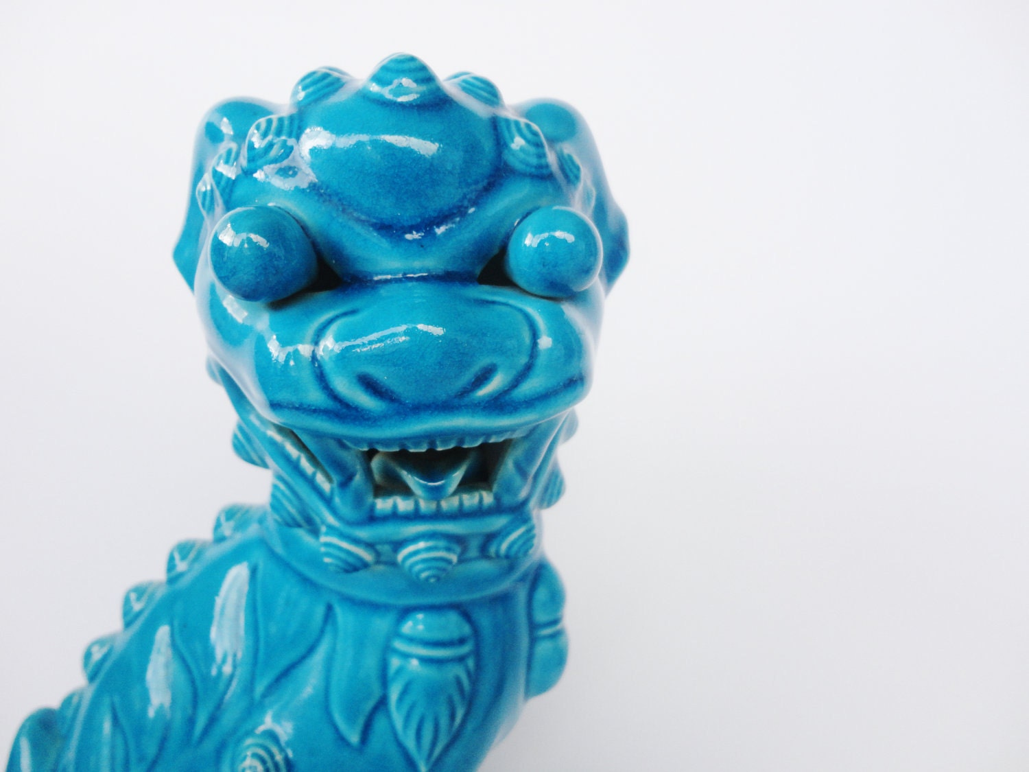 SALE Turquoise/Teal Chinese Foo Dog Statue -Large