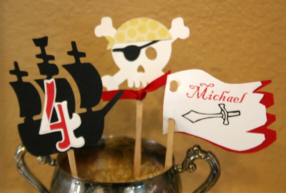 Pirate Cupcake Toppers Set of (12) twelve Il_570xn