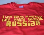 Russian T shirt funny russian voices mens clothing soviet cccp ussr tshirt screenprint red shortsleeve tee communist parody humor cool gift