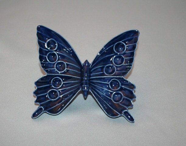 Blue Butterfly dish with galaxy blue glaze and perfect for holding rings, necklaces or pretty little things