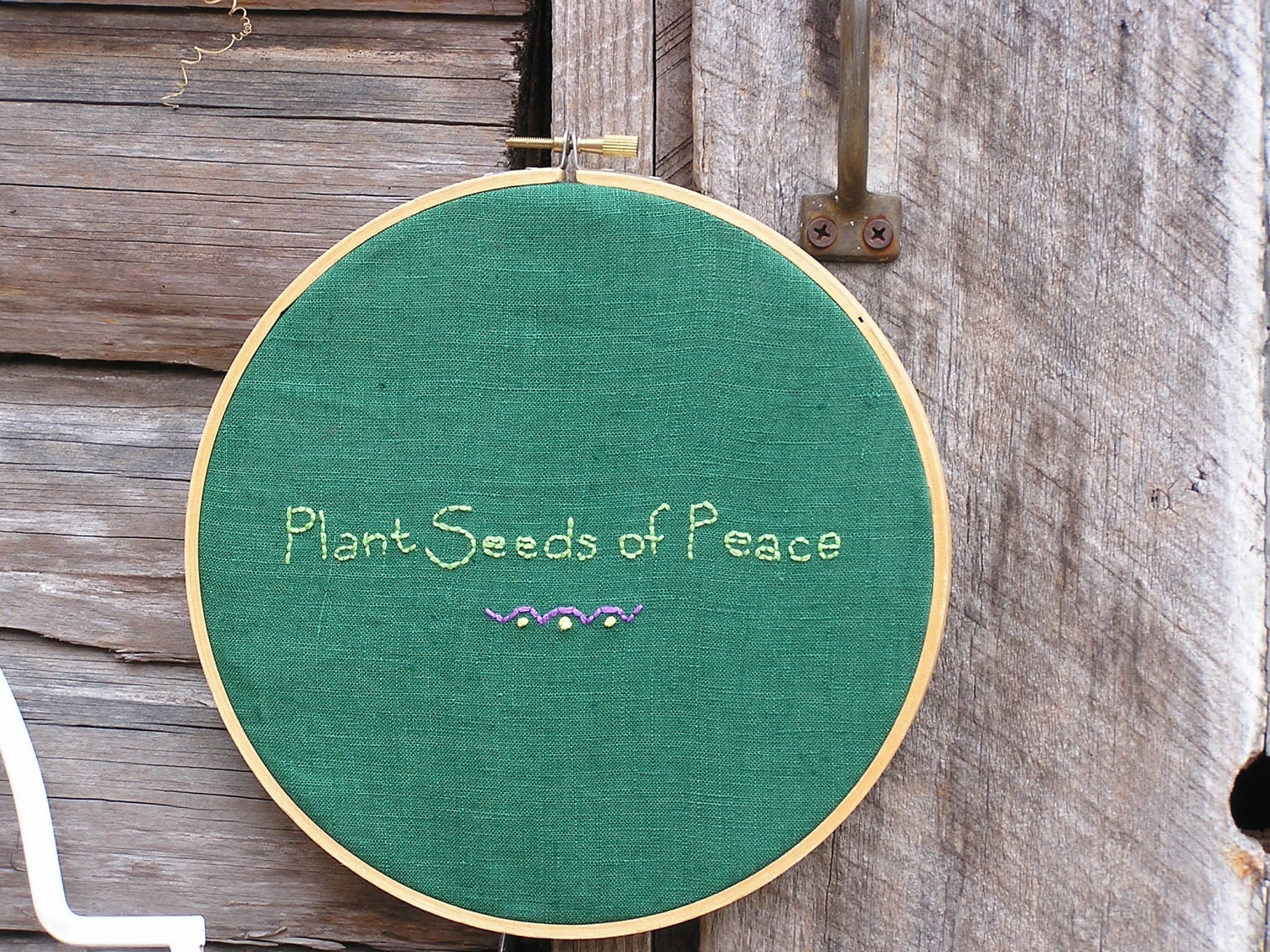 Hand Embroidery in Hoop Plant Seeds of Peace