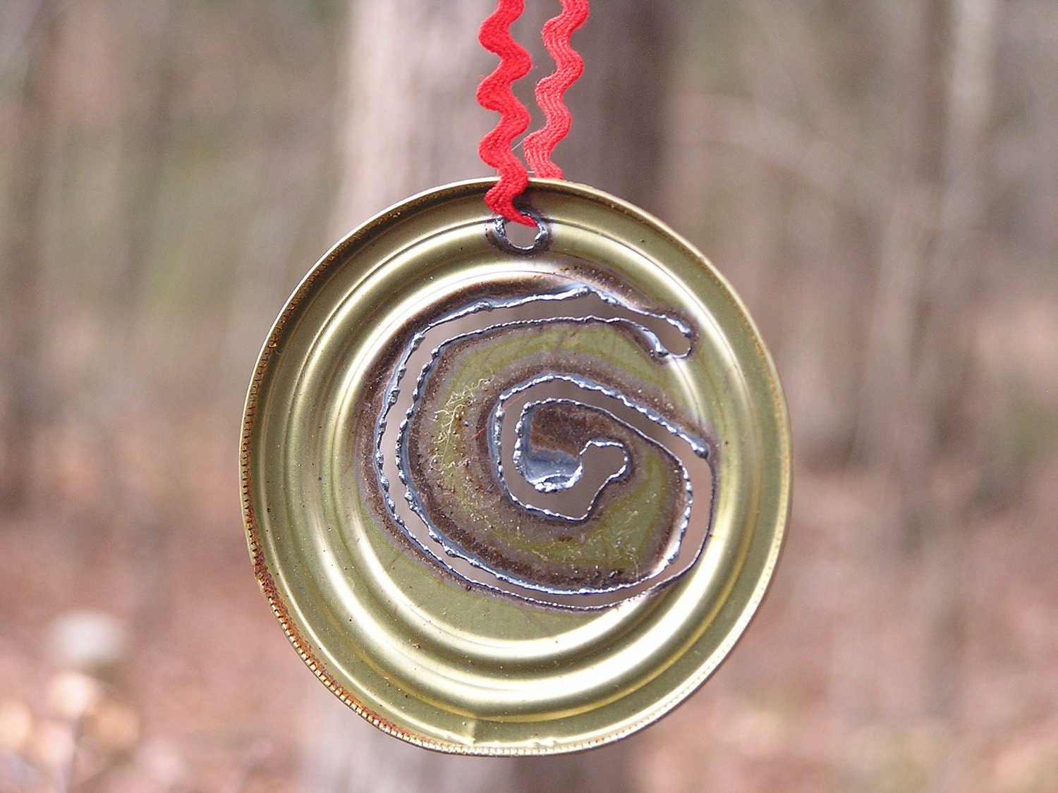 Reclaimed Rustic Metal Spiral Ornament Gift Tag Under 5