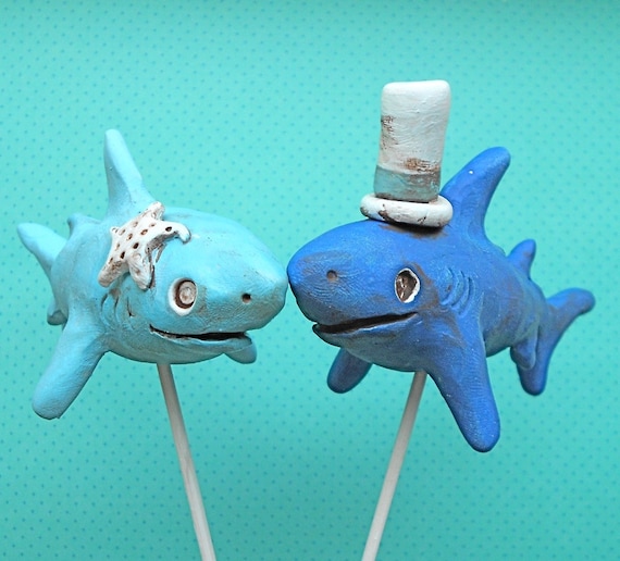 Sharks In Love wedding cake topper