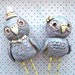 Grey Owls in Love - wedding cake topper for your rustic woodland wedding