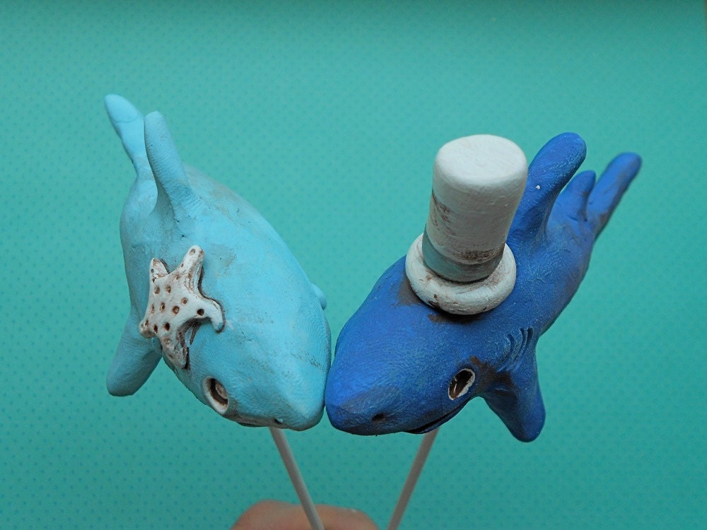 Sharks In Love wedding cake topper