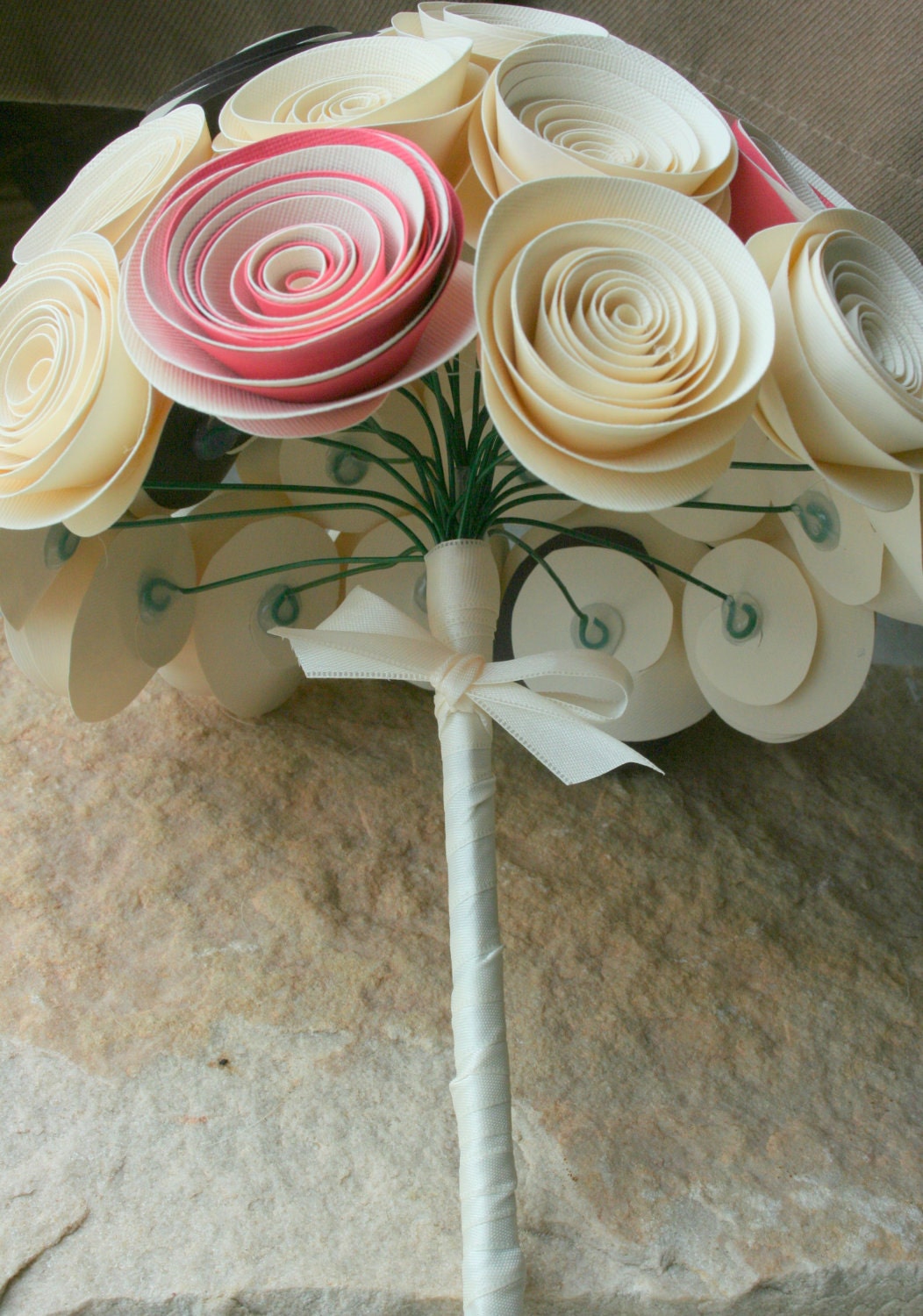 Romantic Paper Flower Ivory Bridal Bouquet