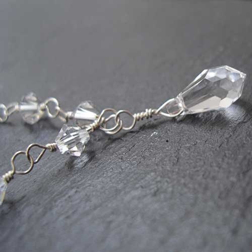 Crystal Necklace, Clear Swarovski Crystals Y Drop Necklace in Silver Great for Weddings or Bridal Party Gifts