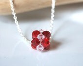 Red Bridemaid Pendant with Swarovski Crystals , Red Crystal Ball Necklace, Bridesmaid Gifts
