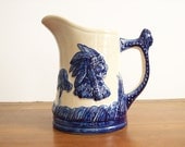 Vintage Flow Blue Pitcher, Old Sleepy Eye
