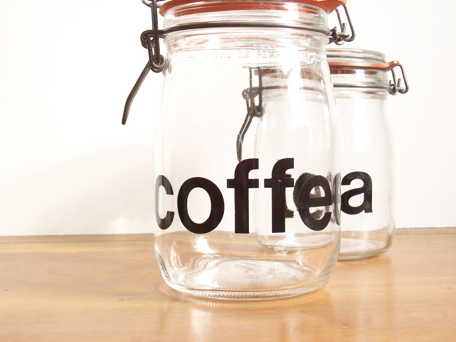 French Typography Jars: Coffee and Tea, Helvetica