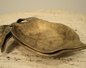 Vintage Pair of Gold Painted Iron Japanese Leaf Trays