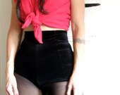 Black velvet vintage style high waisted shorts hot pants