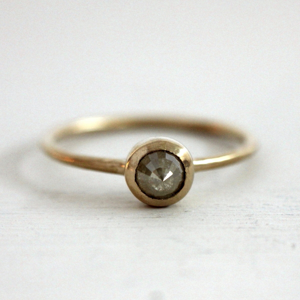 Icy yellow rose cut diamond engagement ring. 18K. Little yellow bird. Aya.
