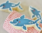 Smiling Shark Decorated Sugar Cookies