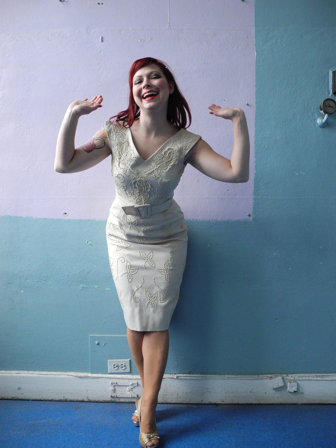 Vtg 40s 50s Wiggle Dress / Hourglass Bombshell / Mad Men / Jackie O