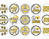 Wildcats INSPIRED Yellow & Black School Spirit Sports Team Bottle Cap Images 4x6 Printable Bottlecap Collage