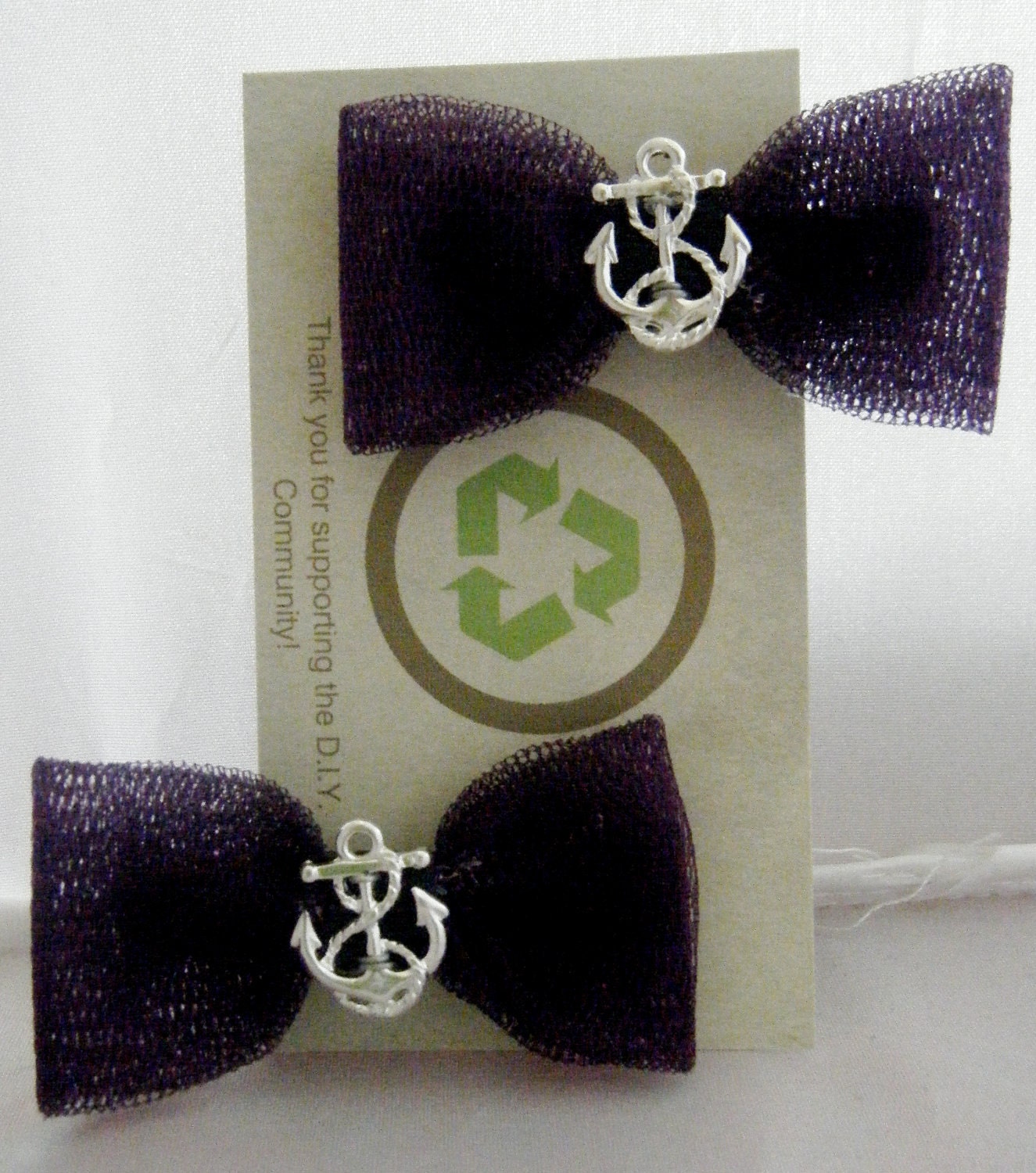 Purple Glitter Tule Anchor Bows