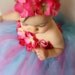 Baby Dress - Fuschia & Turquoise Hydrangea Tutu Dress with Matching Headband - Easter Dress