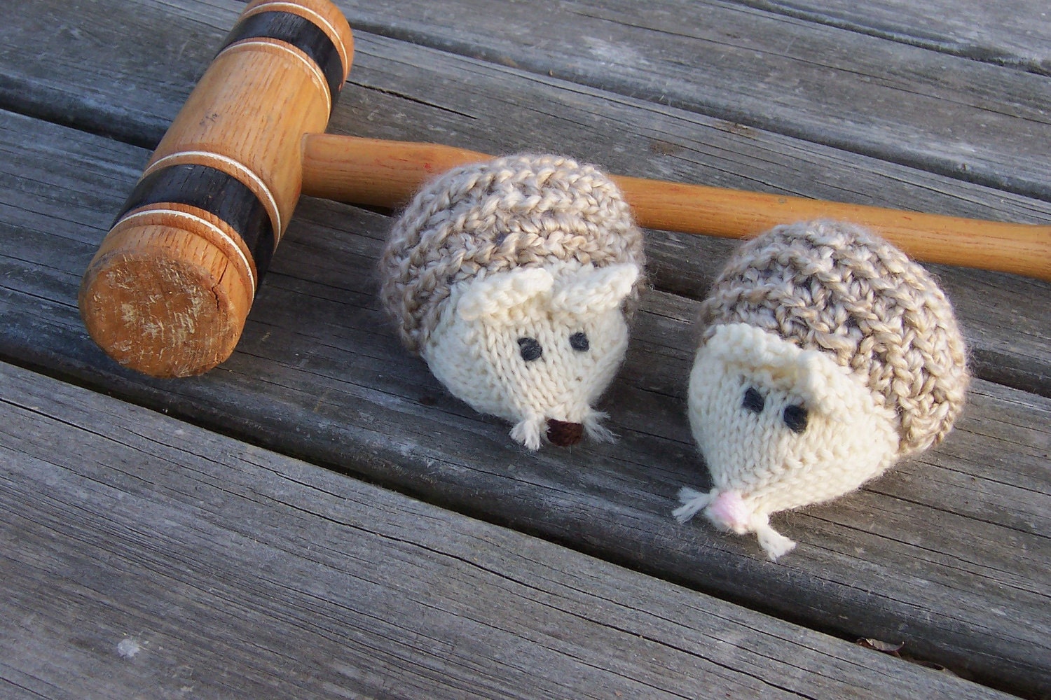 Cat Toys Knitted - Hedgehogs - Set of Two with Catnip, Alice in Wonderland croquet balls Donation made to Kentucky Tails