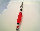 Single Earring Red licorice, black Single Charm Earring. E040