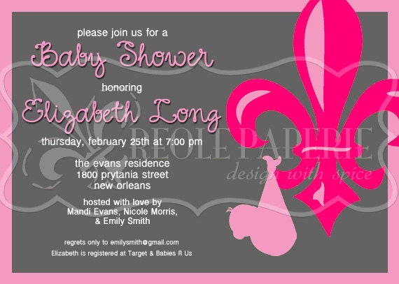 Fleur de Bebe baby shower invitation