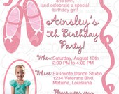 Ballet Slippers birthday party invitation