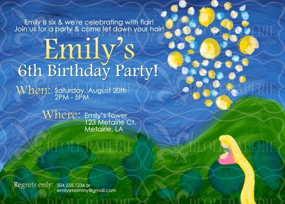 Rapunzel Painting birthday party invitation