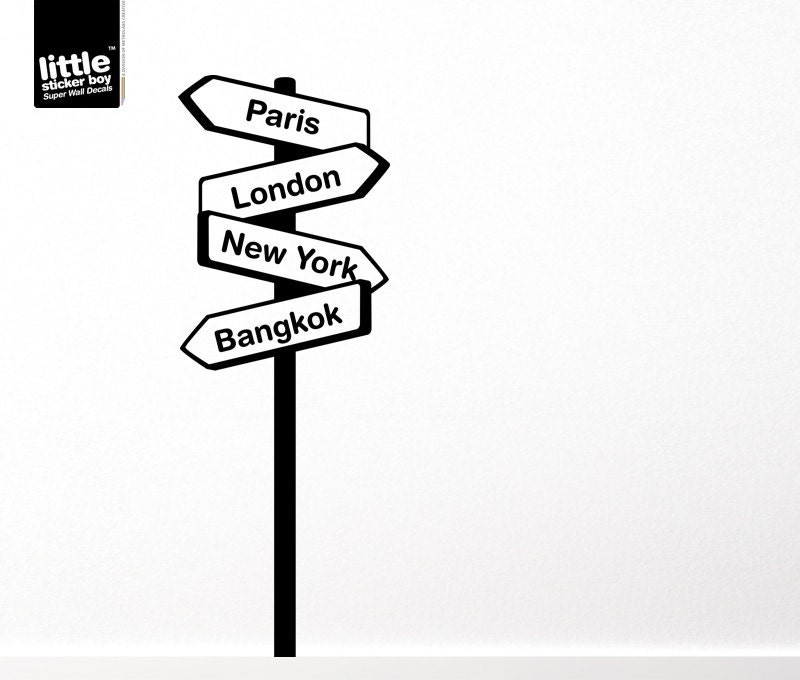 Destinations Cross Way Sign Wall Sticker Decal