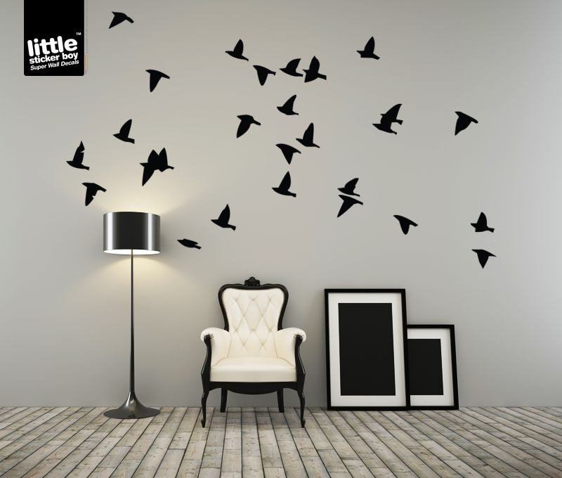 Flock of Birds Cartoon Wall Decal Sticker