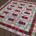 Retro TwinBed Wall Quilt, Reds & Pastel Novelty Prints, 60" x 66.5"