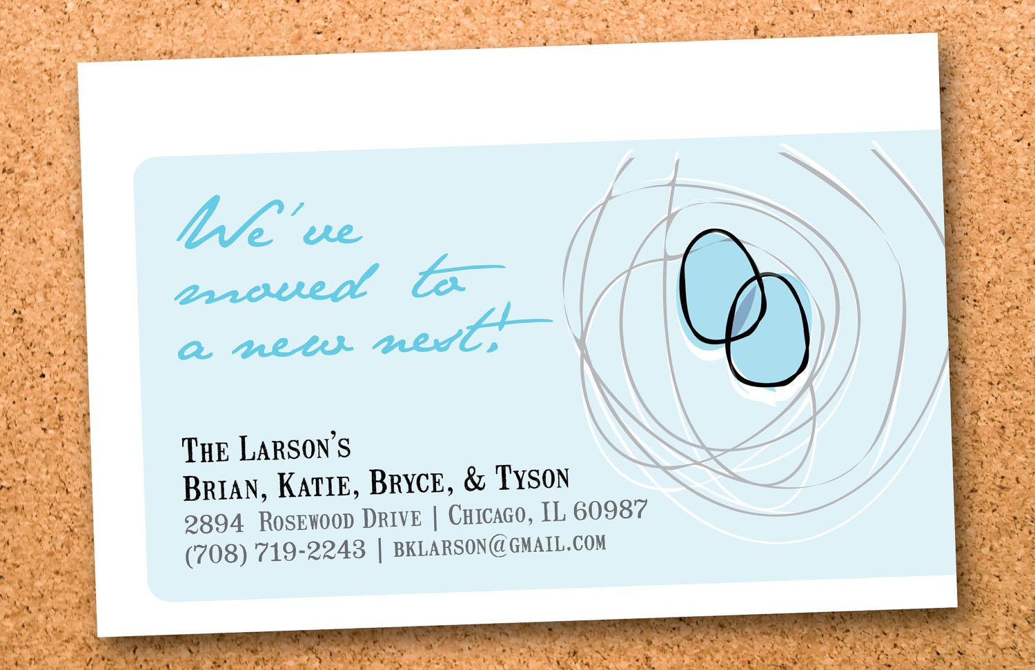 new nest moving announcement custom printable-- digital file 5x7