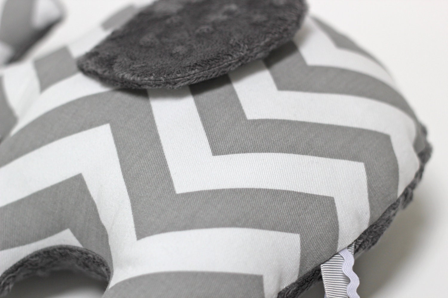 Chevron Elephant nursery pillow toy ELLE grey gray plush for modern baby