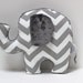 Chevron Elephant nursery pillow toy ELLE grey gray plush for modern baby