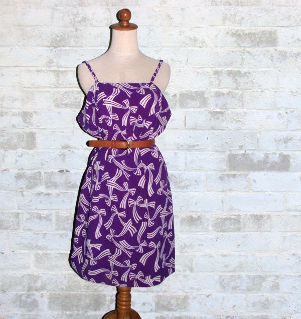 Vintage Novelty Ribbon Bow Sun Dress L or XL