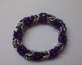 Purple and Silver Byzantine Chainmail Bracelet