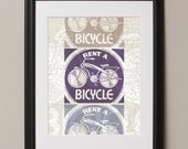 Rent a Bicycle Aged and Distressed Retro Advertising Poster, 11"x14", No. 001-04