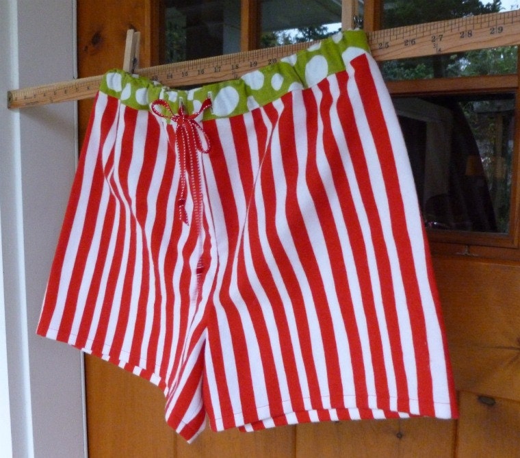 CLEARANCE SALE WomenPajama shorts in 100% cotton striped flannel - size small ONLY