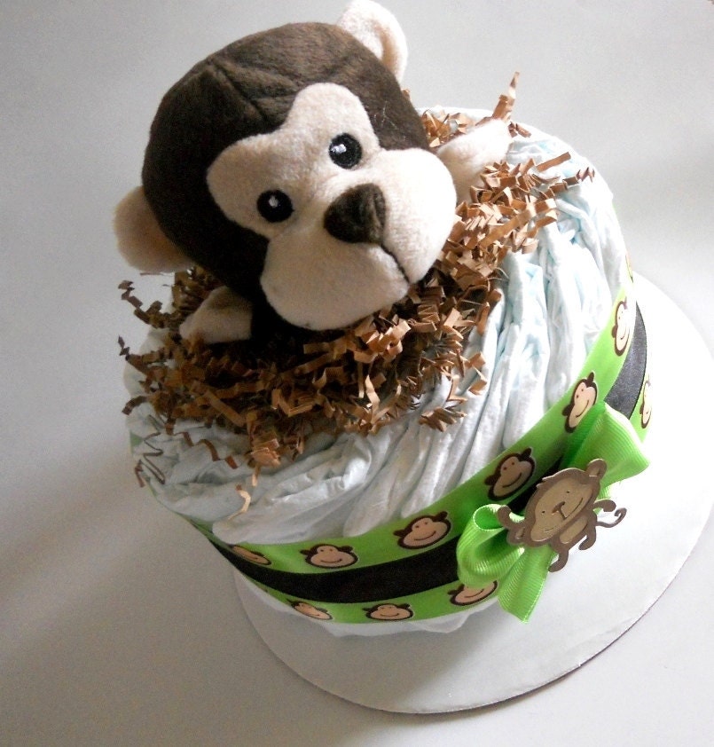 Monkey Baby Shower Diaper Cake Mini