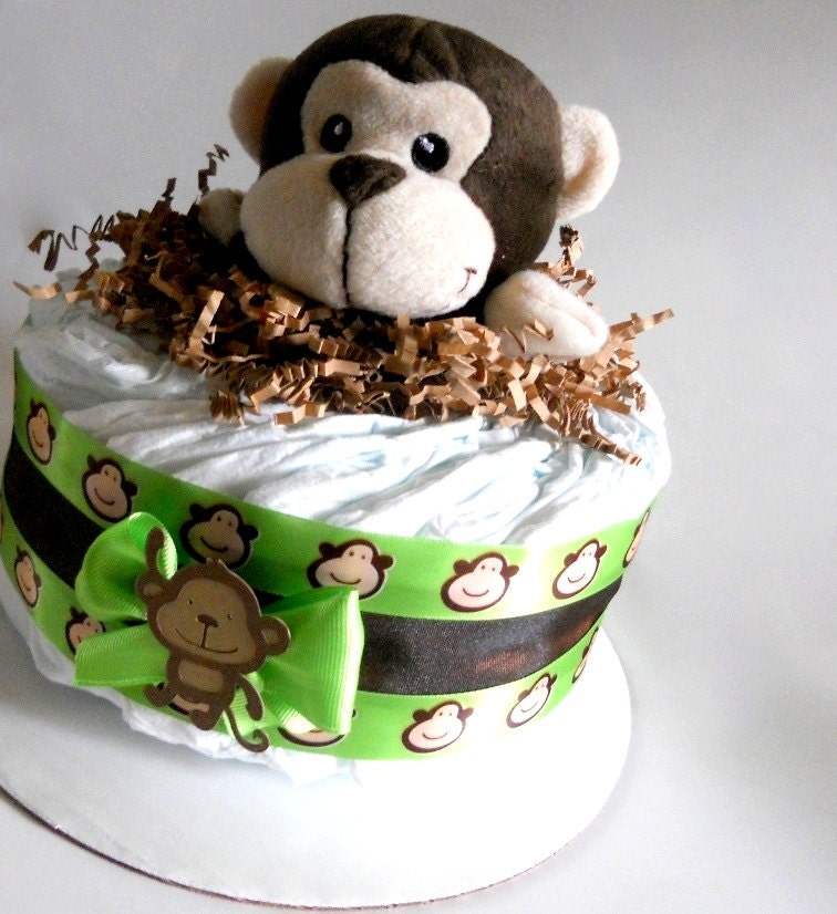 Monkey Baby Shower Diaper Cake Mini