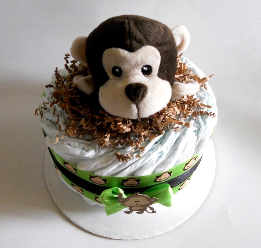 Monkey Baby Shower Diaper Cake Mini
