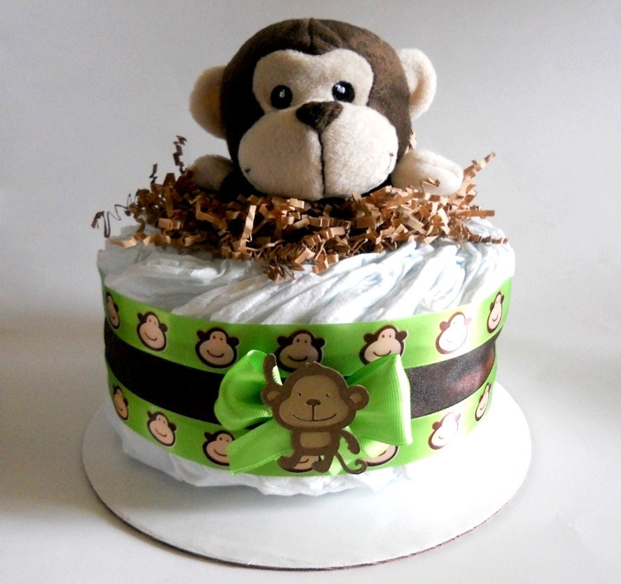 Monkey Baby Shower Diaper Cake Mini