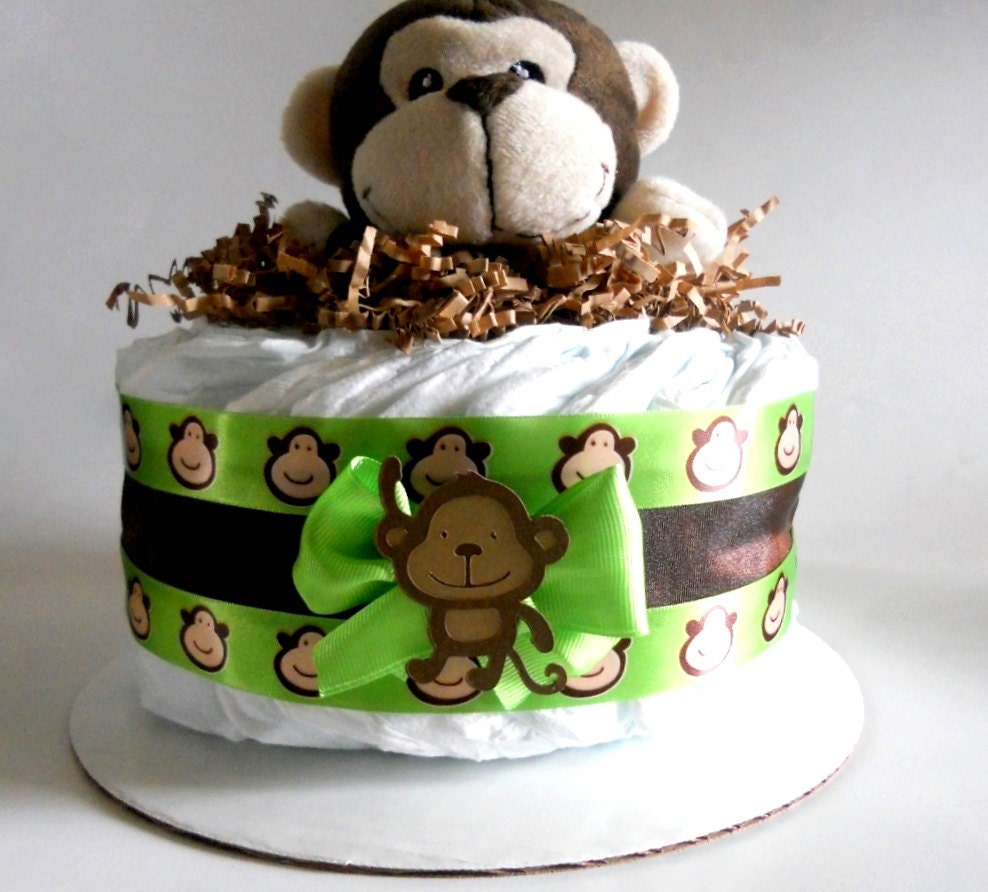 Monkey Baby Shower Diaper Cake Mini