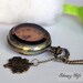 Steampunk Victoriana Brown SHADOW pocket watch Necklace with tree (Big Size)