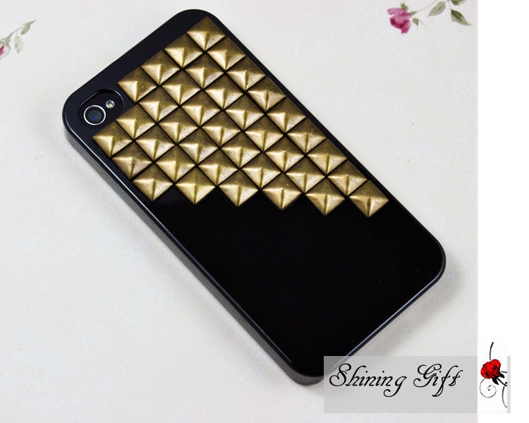 Metal Bronze Studs Iphone Case, fit Iphone 4, Iphone 4s, Iphone 4g, Iphone 4gs