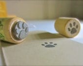SALE - Paw Print  Cat or Dog Footprint Rubber Stamp on Reclaimed Wood Mount Xsmall 0.5"